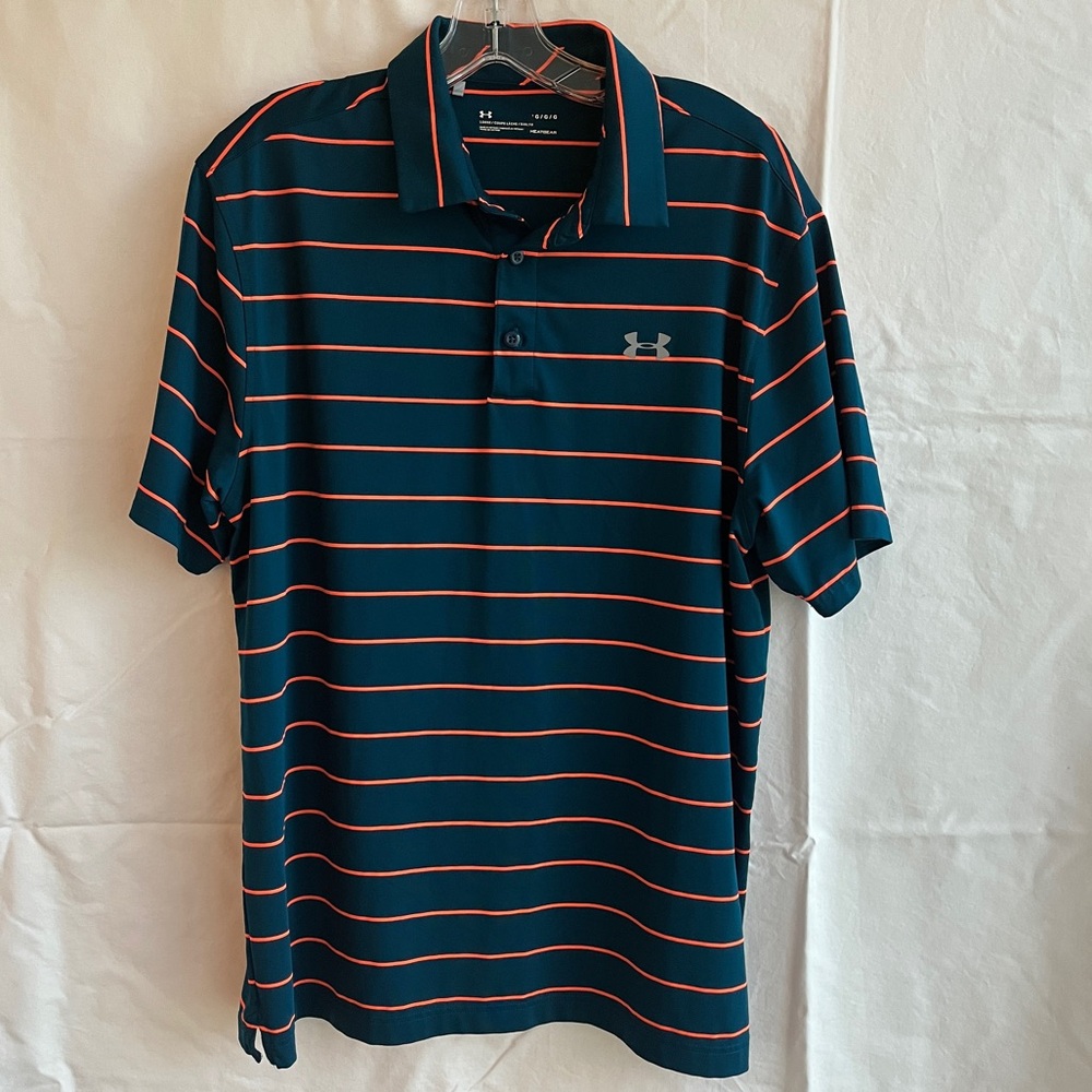 Under Armour Green Polo Shirt size L, short sleeve, golf, tennis, casual top